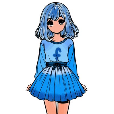 realistic girl with a skirt on