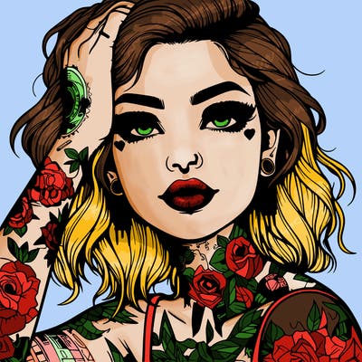 realistic girl with tattoos all over