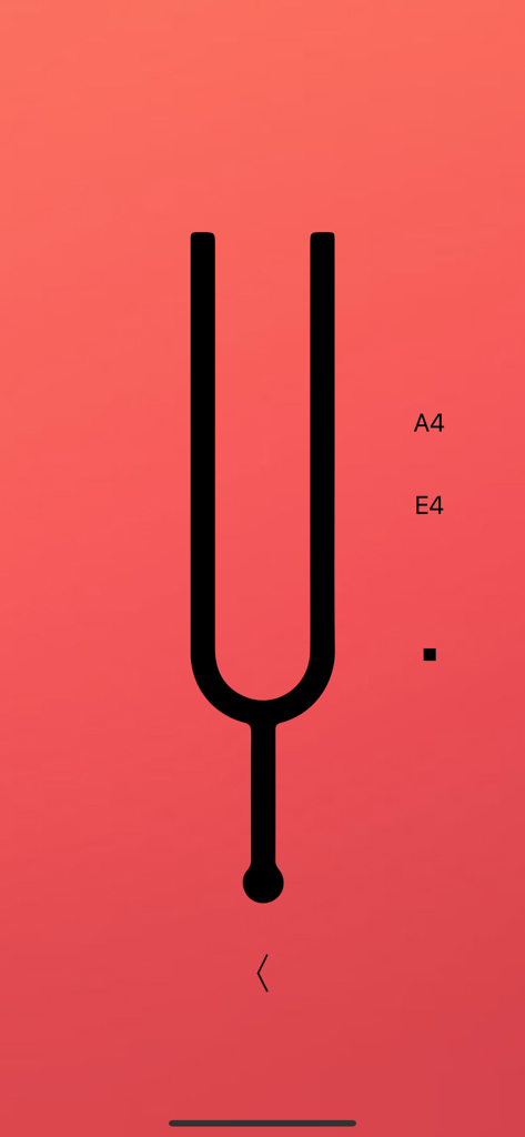 Balalaika Tuner Pro - Tuning fork icon and musical notes A4 and E4 displayed on a red gradient background in the Balalaika Tuner Pro app.