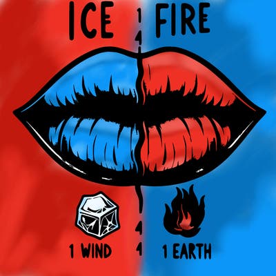 realistic lip split in fourth . 1 fourth ice 1 fire 1wind 1 earth