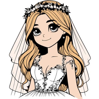 realistic girl in a wedding dress