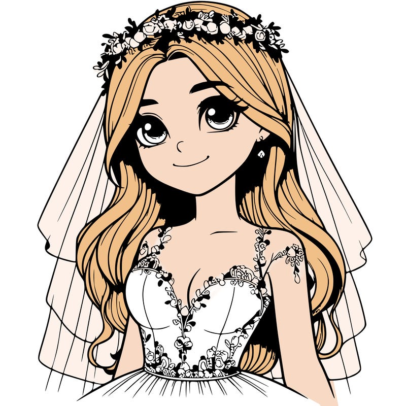 realistic girl in a wedding dress