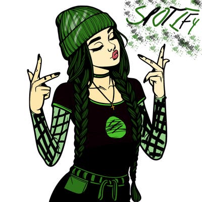 realistic teenage girl with braids and a beanie and crop top doing 🫶🏼