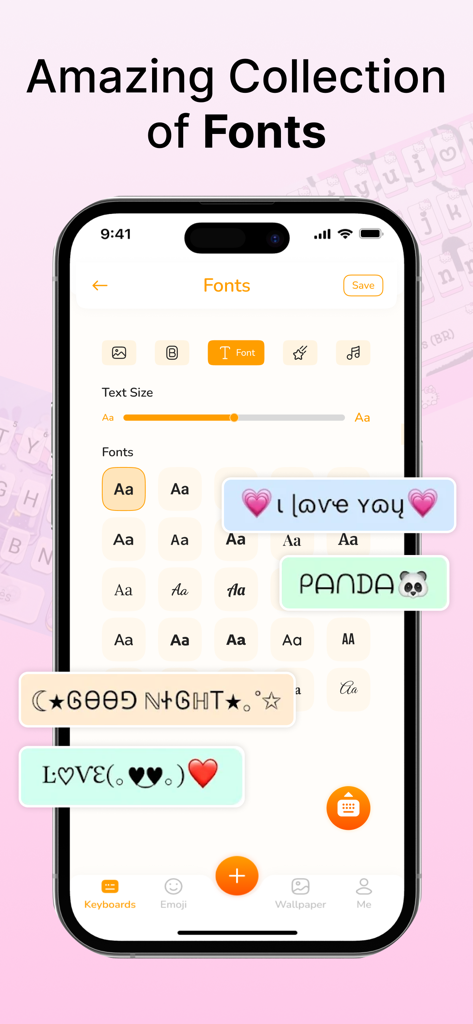 Neon Love: Face Emoji Keyboard - Collection of stylish fonts and creative text decorations in the Neon Love app