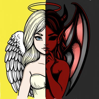 realistic angel half demon