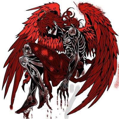 detailed fallen angel anime