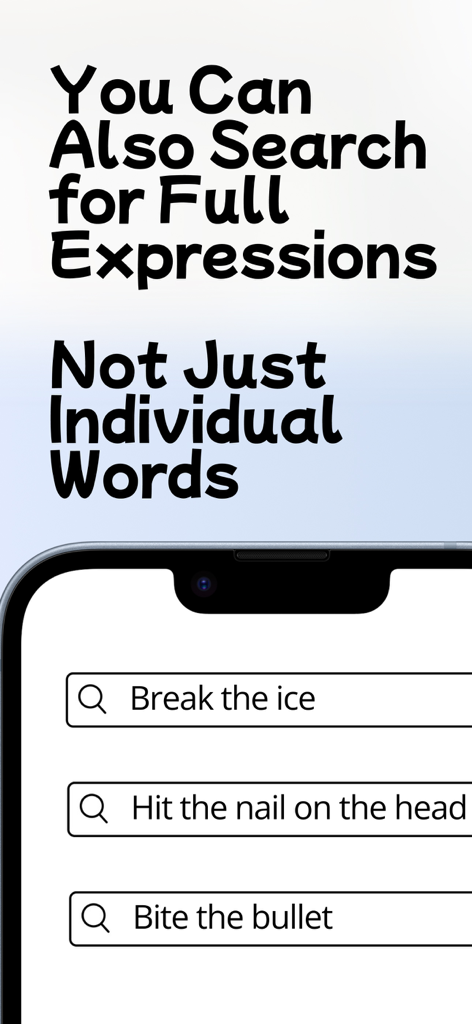 Lomar English Dictionary - Interface mostrando a busca por expressões e idiomas completos em inglês como break the ice e bite the bullet