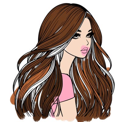 realistic girl with long realistic hair