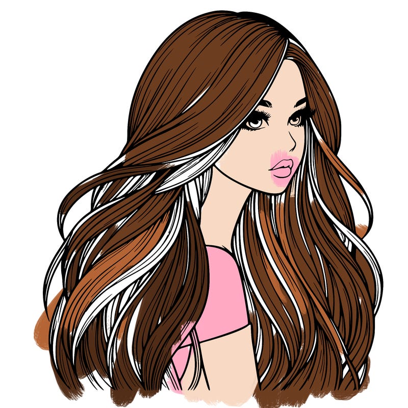 realistic girl with long realistic hair