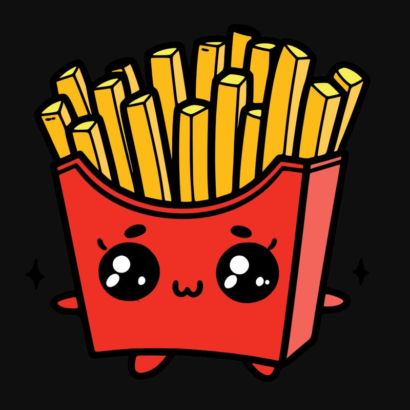a cute. french fries