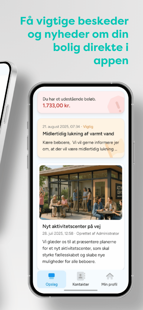 uHabi - Smartphone screen showing the uHabi app with property news and outstanding payment notifications