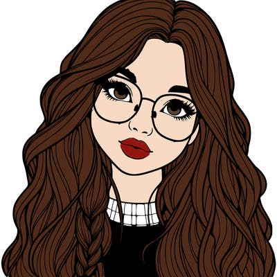 girl with long hair and freckles and glasses realistic