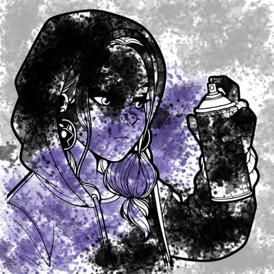 a realistic girl, spray painting