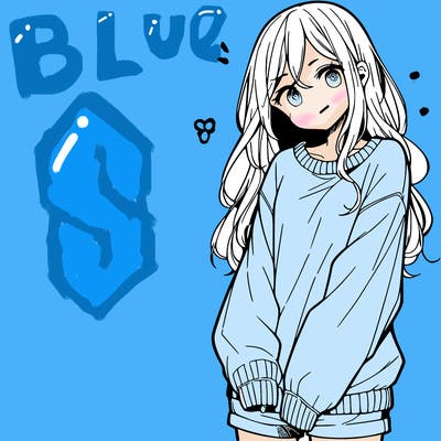 manga teen girl  in a sweater and baggy pants