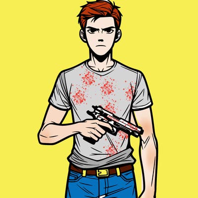 man holding gun.
man holding gun