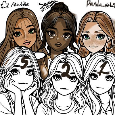 a group of girls realistic