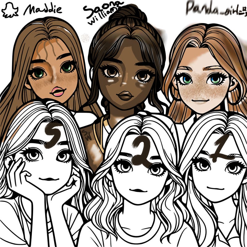 a group of girls realistic