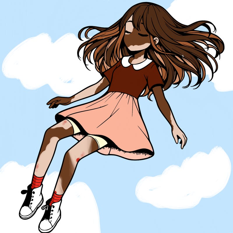 realistic girl floating