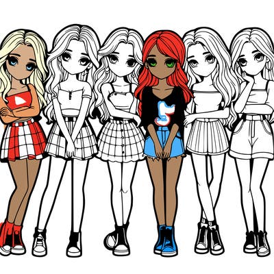 a group of girls realistic