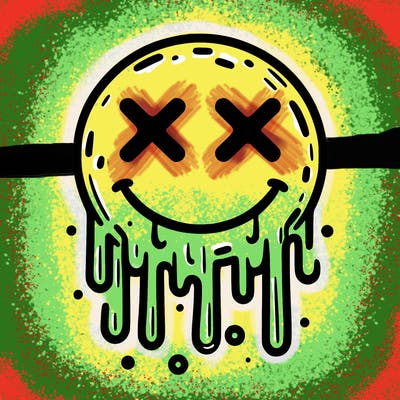drippy smiley with x eyes