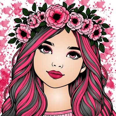 realistic girl with flower crown