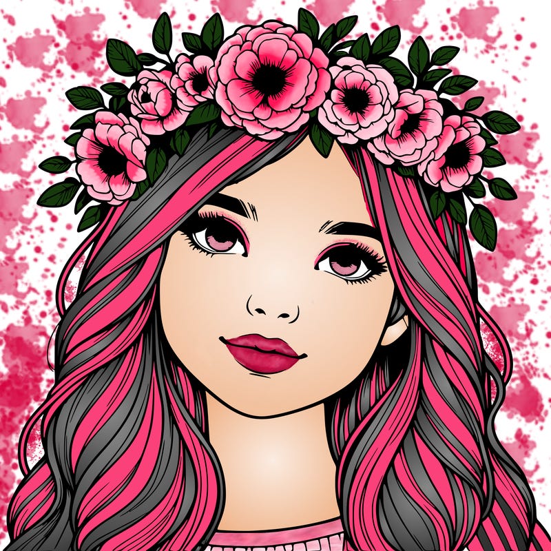 realistic girl with flower crown