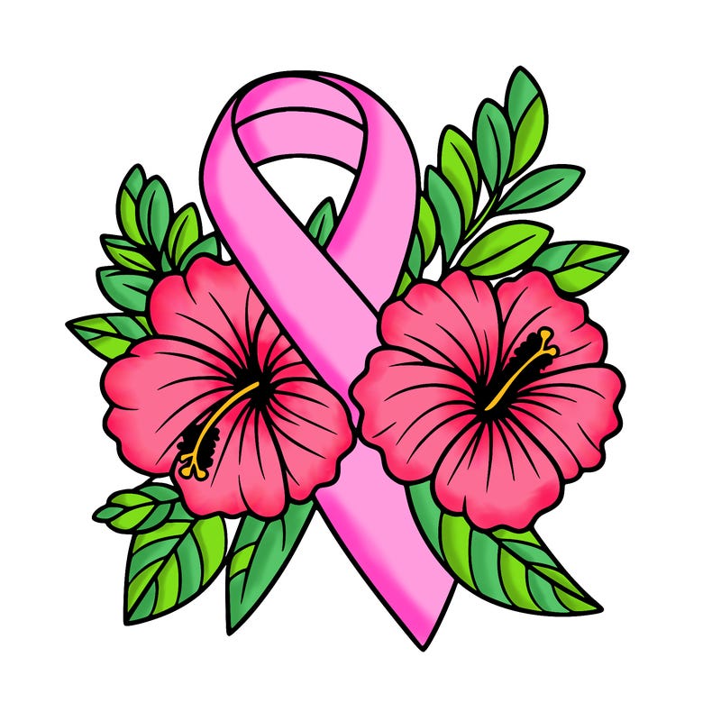 breast cancer awareness with hibiscus flowers