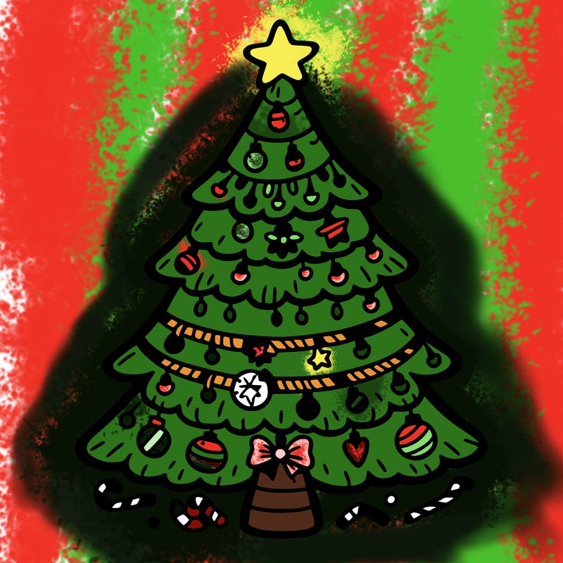 christmas tree with lots of details
