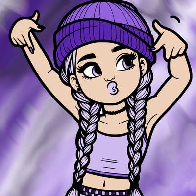 realistic teenage girl with braids and a beanie and crop top doing 🫶🏼
