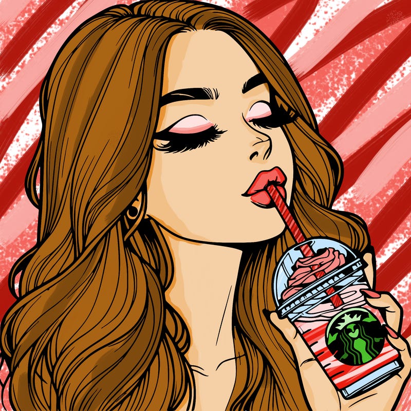 realistic girl drinking starbucks