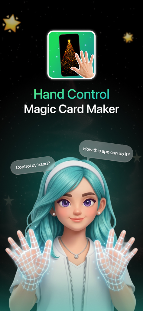 Hand Control: Hand Sign Master - Anime character demonstrating hand gesture tracking for magic card creation