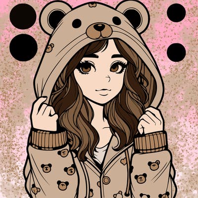 realistic girl in a animal pjs hoodie