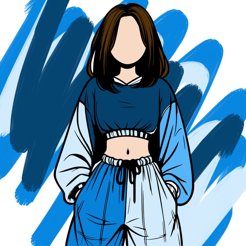 realistic girl faceless with baggy pants and a crop top