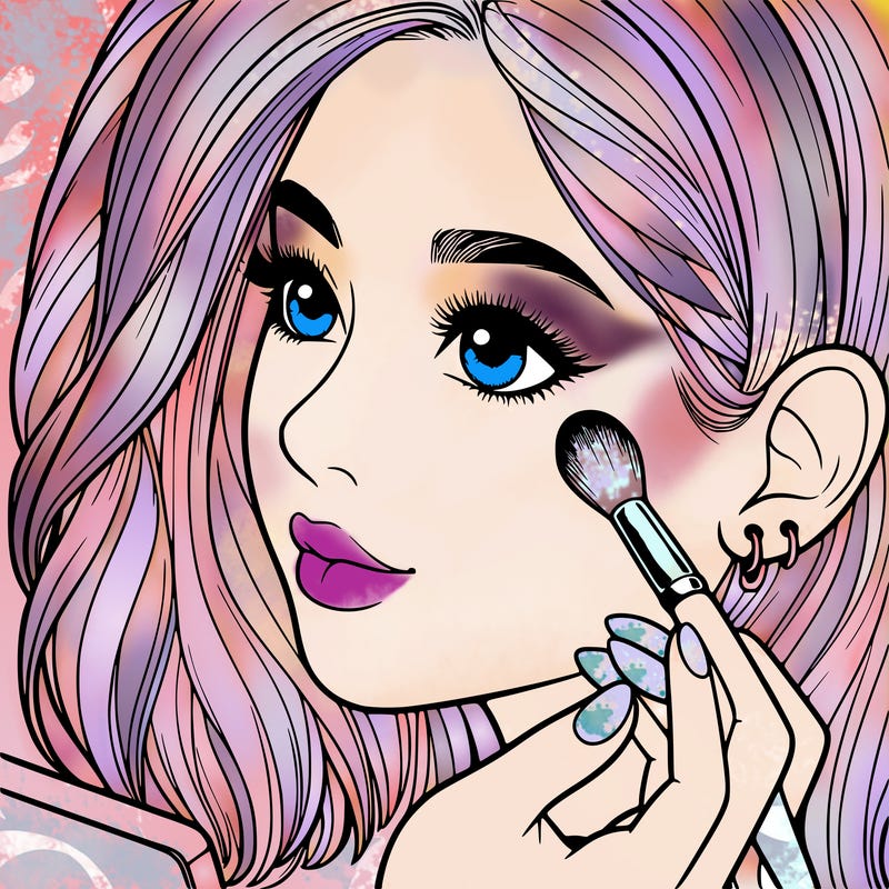 a realistic girl doing her makeup