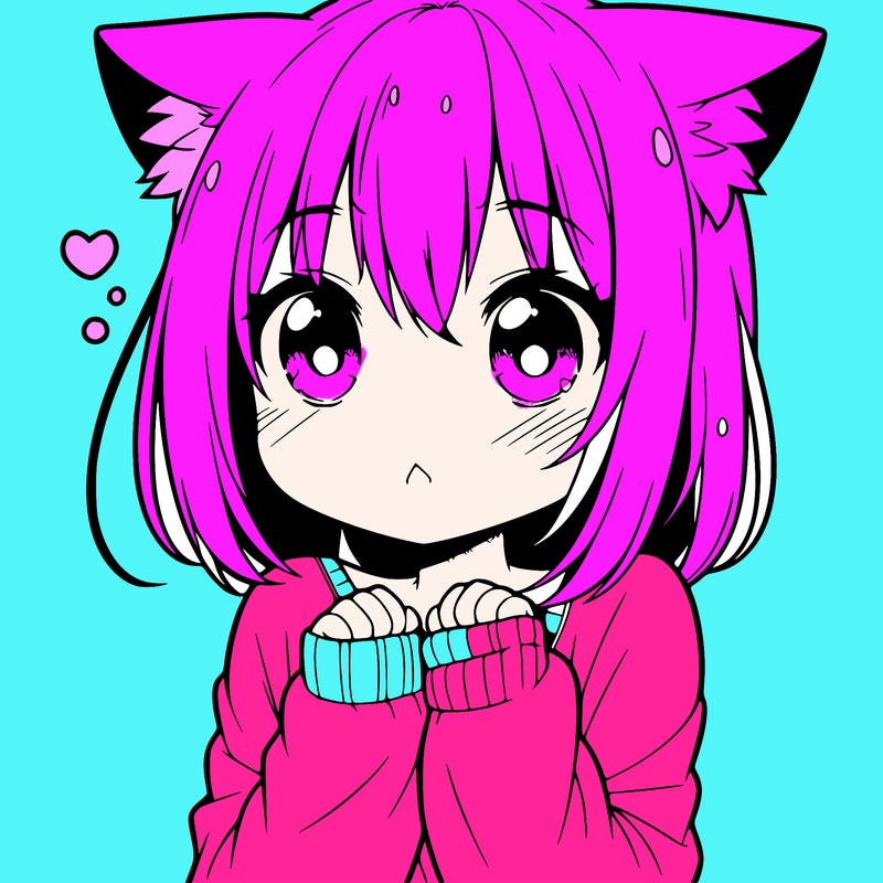 shy anime catgirl