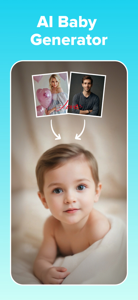 GoPhoto:AI Photo & Video Maker - AI baby generator tool that combines two parents' photos to create a realistic baby portrait