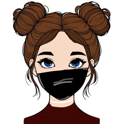 realistic girl with two buns on top of her head