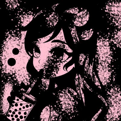 a realistic girl drinking boba