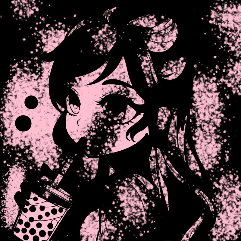 a realistic girl drinking boba