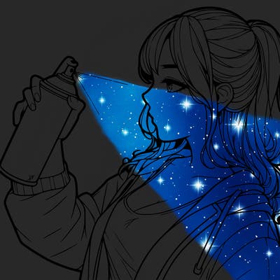 a realistic girl spray, painting