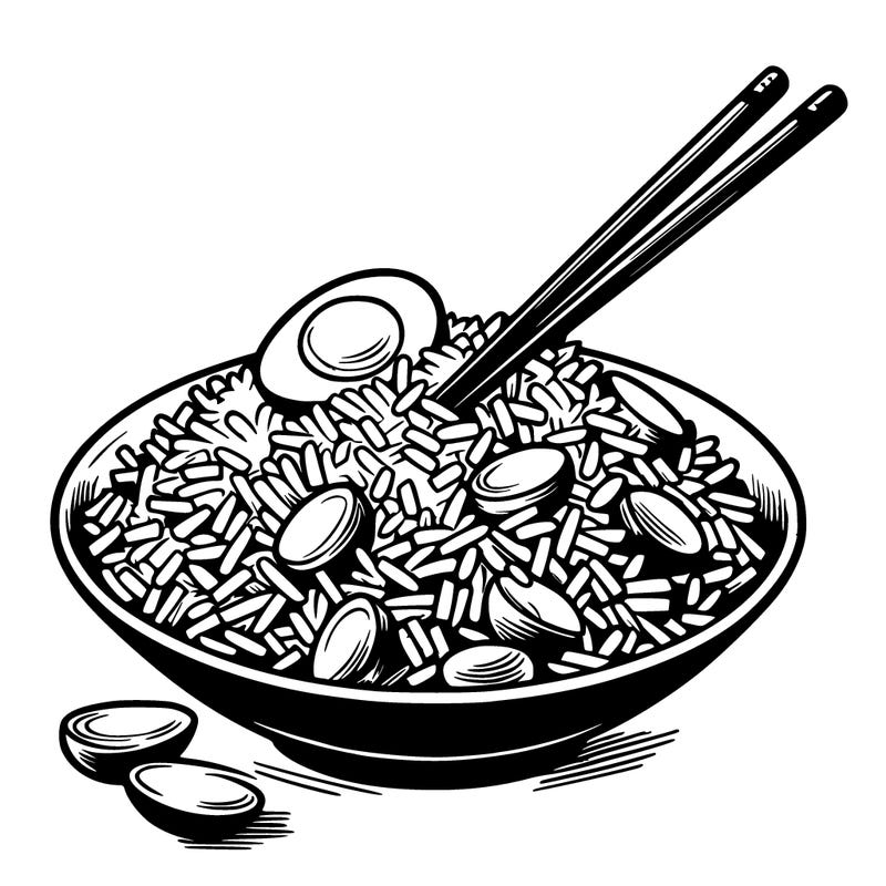 a realistic representation of a plate of chinese fried rice