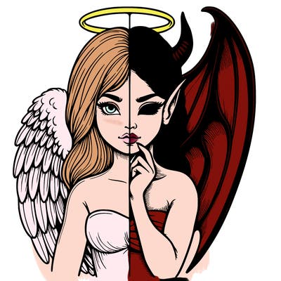 realistic angel half demon