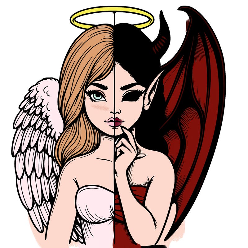 realistic angel half demon