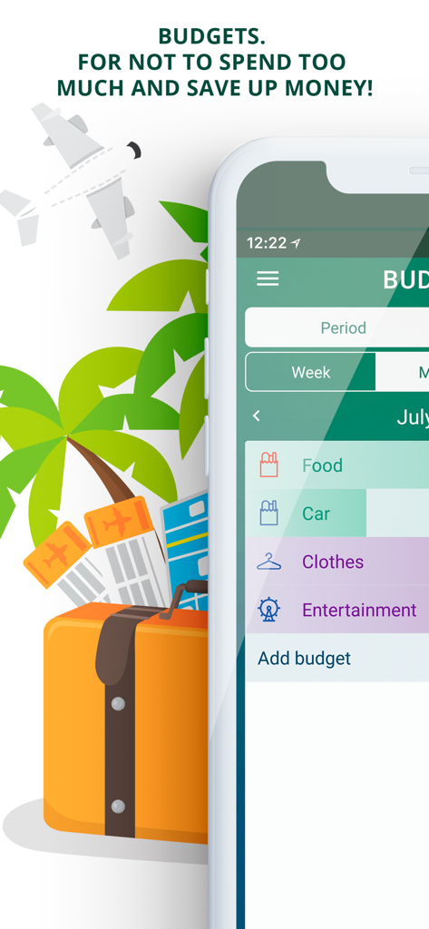 Paymaster app interface showing monthly budget categories and spending limits