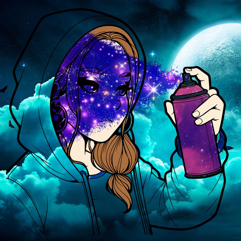 a realistic girl, spray painting