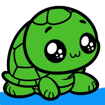 cute little animated turtle