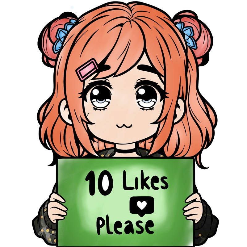 a girl with a sign saying 10 likes please
