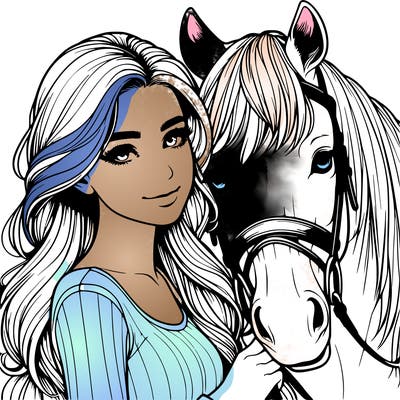 realistic girl with horse