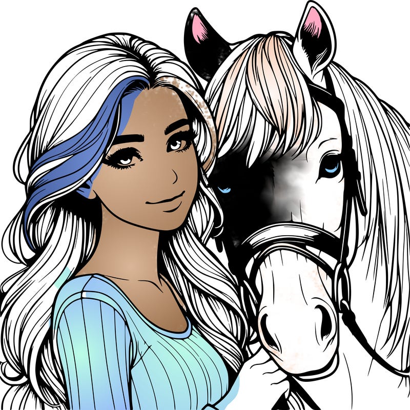 realistic girl with horse