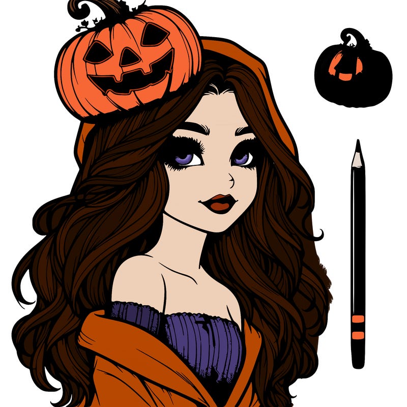 realistic  girl with  a halloween themed look